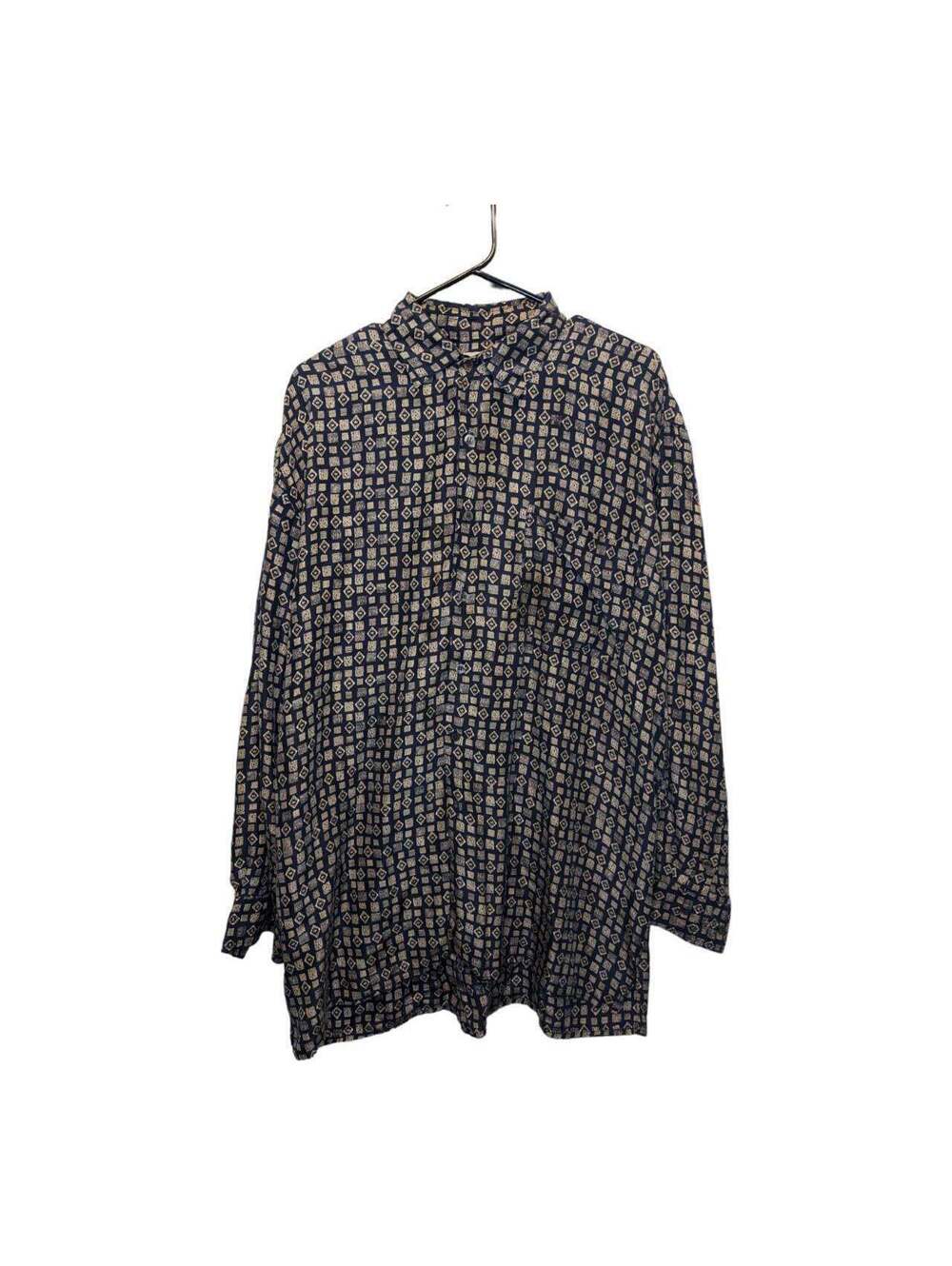 Vintage Jeffrey Banks Mens XL 100% Silk Geometric Button Up Shirt 90s